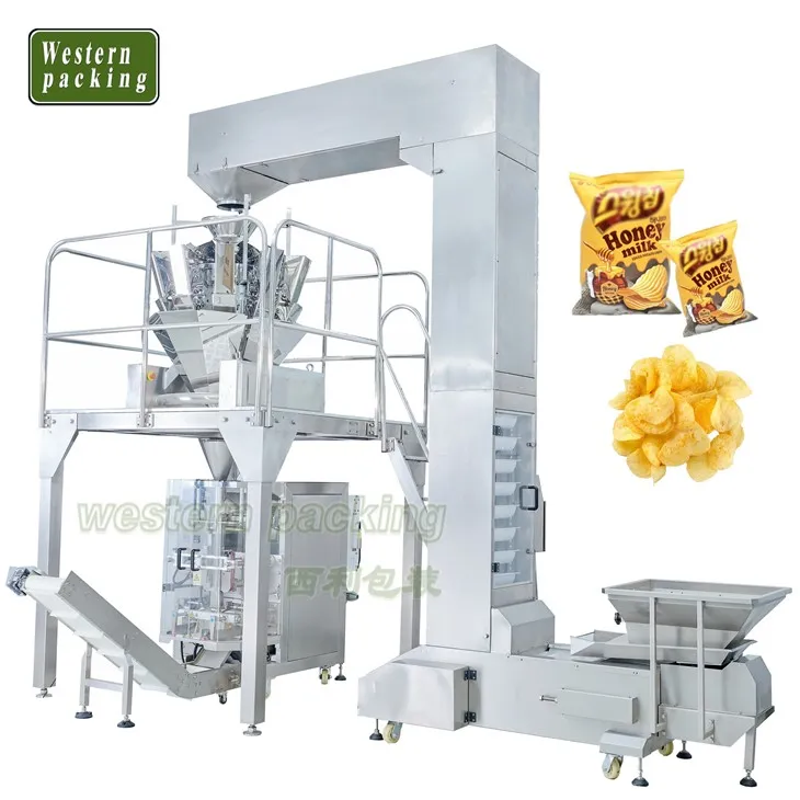 Máquina de embalagem de batata com balança multicabeça